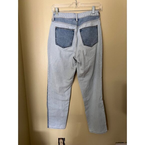 PacSun Womens High-Rise Two-Tone Mom‎ Jeans Size 25 Cotton Blend Blue & White - Picture 2 of 13